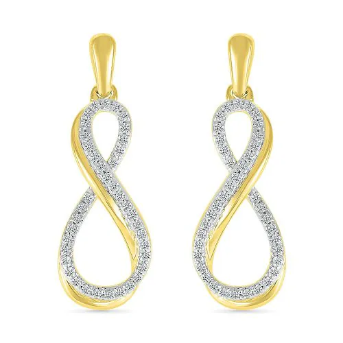 Jewelry in aruba: 1/3ctw Diamond Infinity Yellow Gold Drop Earrings