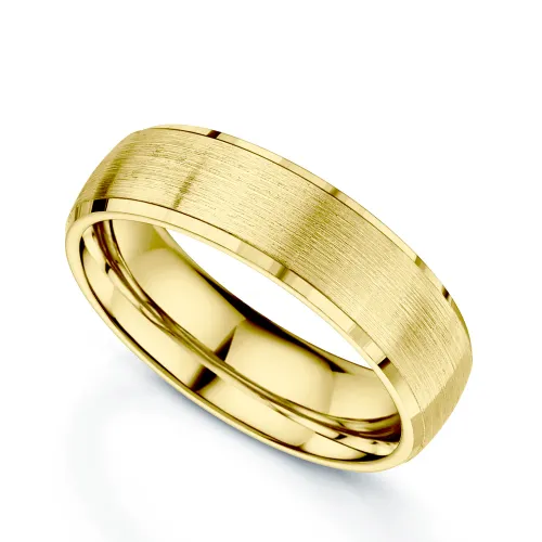 Wedding rings in Aruba: 18ct Yellow Gold Brushed Finish & Polished Edge Court Shape Wedding Ring