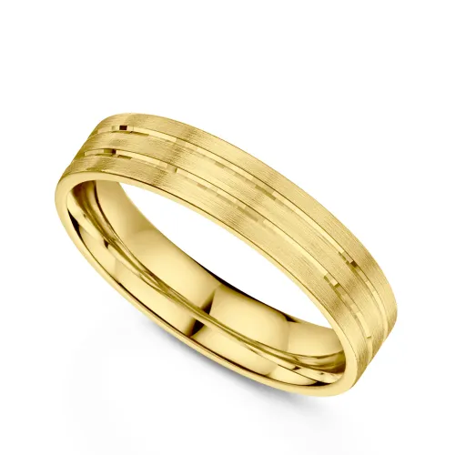 Wedding rings in Aruba: 18ct Yellow Gold Matt & Polished Line Flat Court Wedding Ring