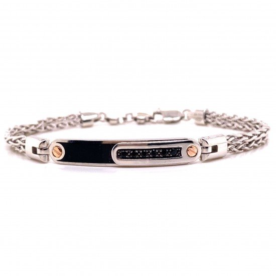 Gold jewelry in Aruba: 18kt White Gold and Silver Men’s Bracelet