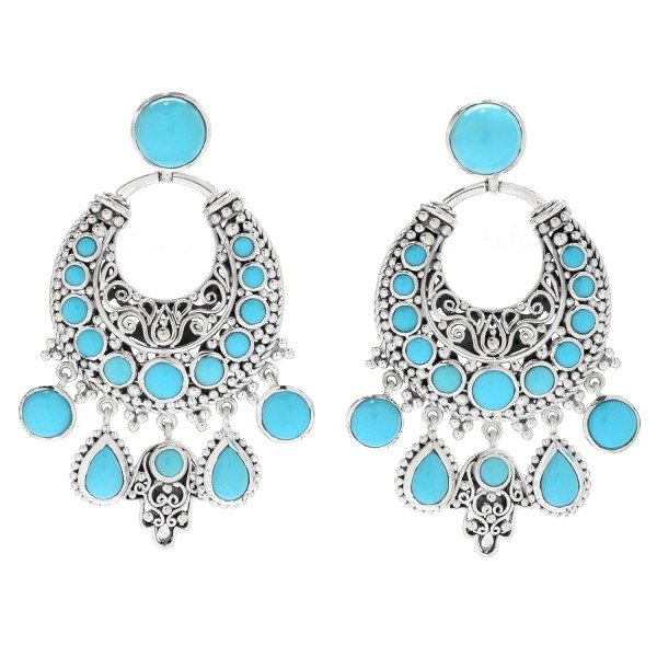 Jewelry in aruba: Artisan Silver by Samuel B. 1.75" Sleeping Beauty Turquoise Drop Earrings