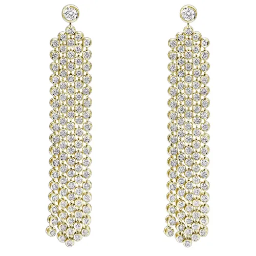 Jewelry in aruba: Designer 14K Yellow Gold Waterfall Diamond Drop Earrings for Women 6ct
