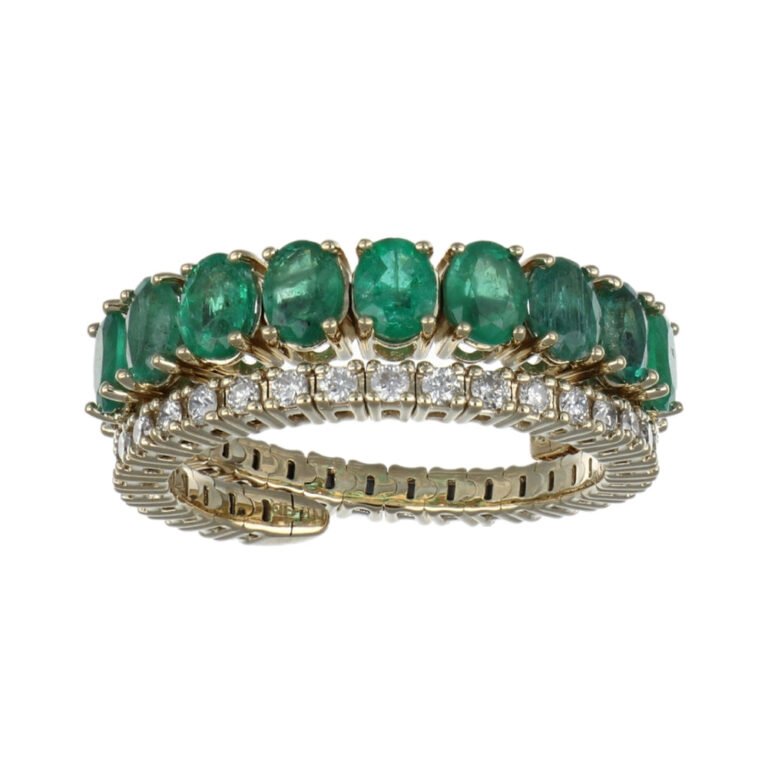 Jewelry in aruba: Emerald Flexi Ring (Emerald 1.53 cts. White Diamond 0.75 cts.)
