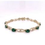 Emerald & Halo Diamond Bracelet