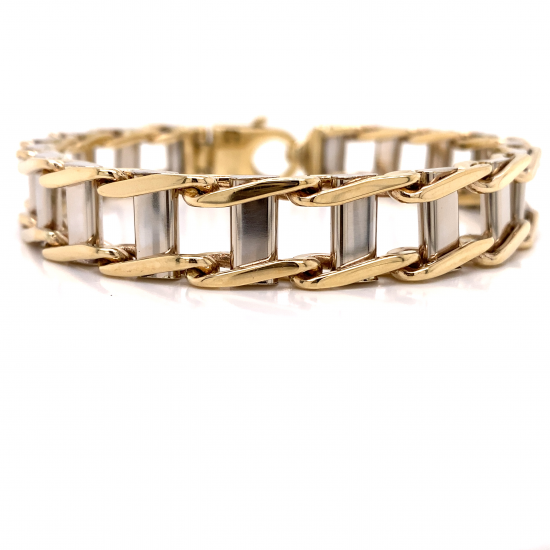 Jewelry in aruba: Hollow Curb Link Gold Mens Bracelet