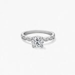 Lorelei Floral Engagement Ring with Diamond Band