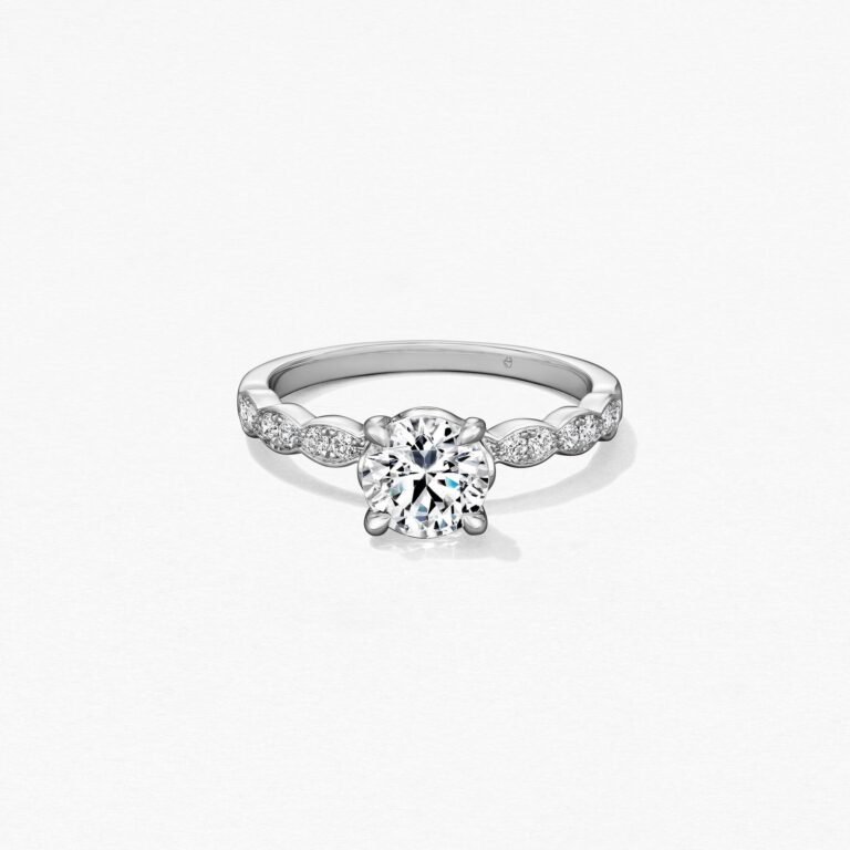 Jewelry in Aruba: Lorelei Floral Engagement Ring with Diamond Band