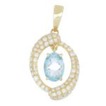 Paraiba Topaz Pendant (Paraiba Topaz 0.83 cts. White Diamond 0.4 cts.)