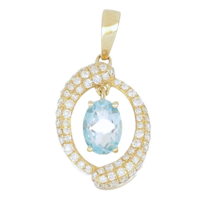 Gemstones in Aruba: Paraiba Topaz Pendant (Paraiba Topaz 0.83 cts. White Diamond 0.4 cts.)
