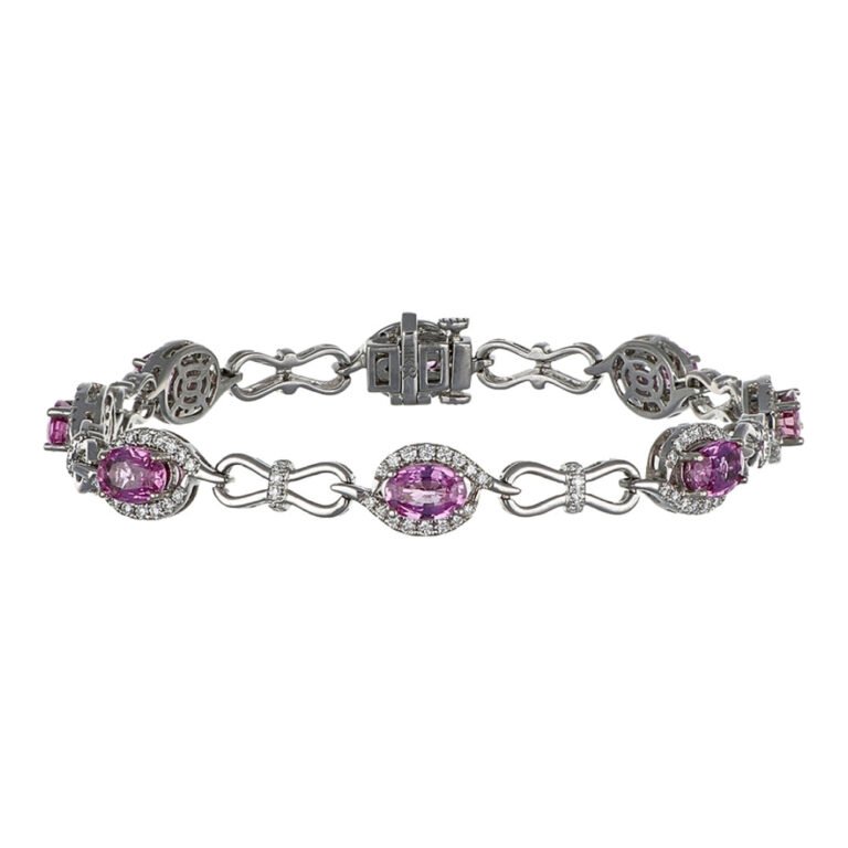 Jewelry in aruba: Pink Sapphire Bracelet (Pink Sapphire 5.12 cts. White Diamond 0.89 cts.)