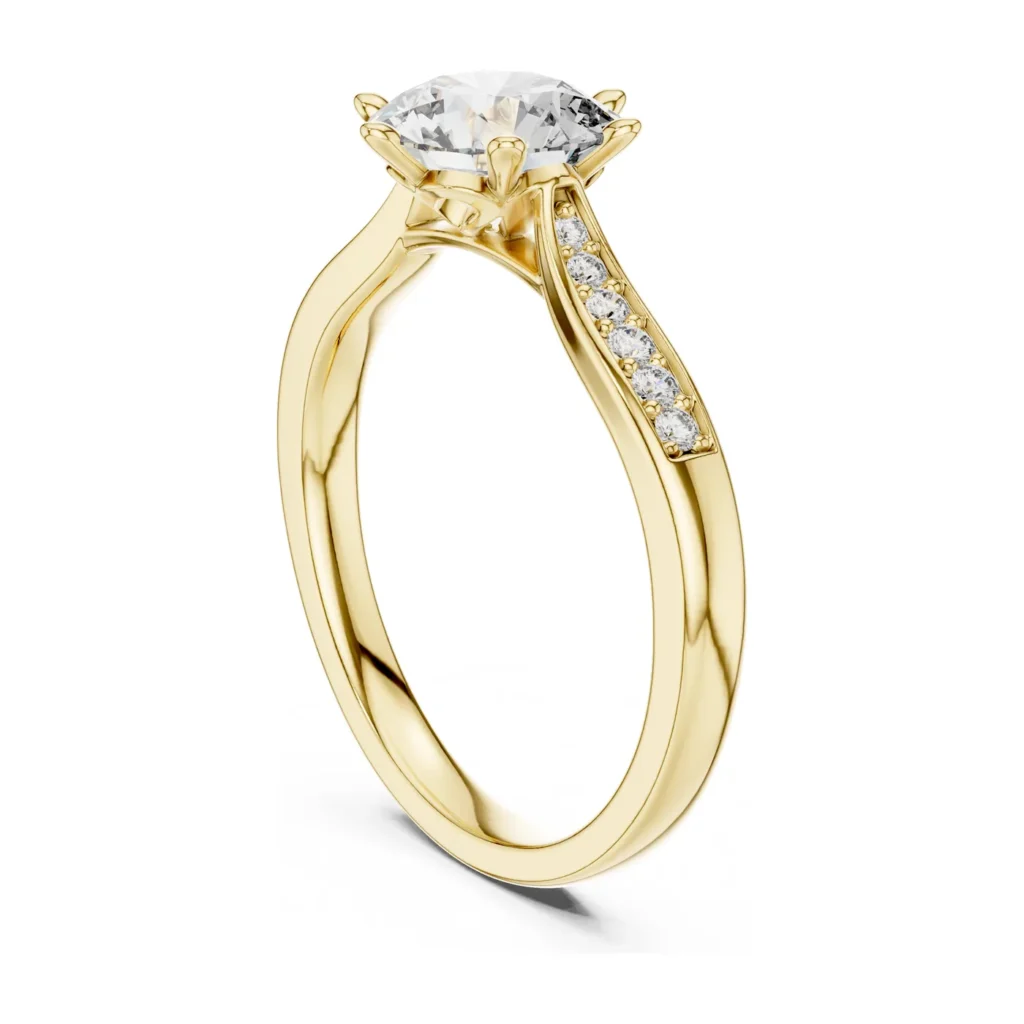 Round Solitaire with Pavé Shoulders