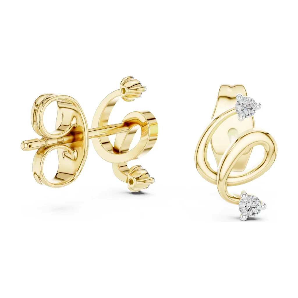 Swirl Diamond Stud Earrings
