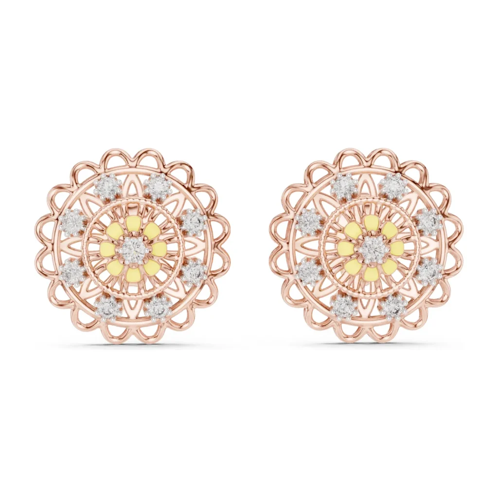 Mandala Diamond Studs — photo 12