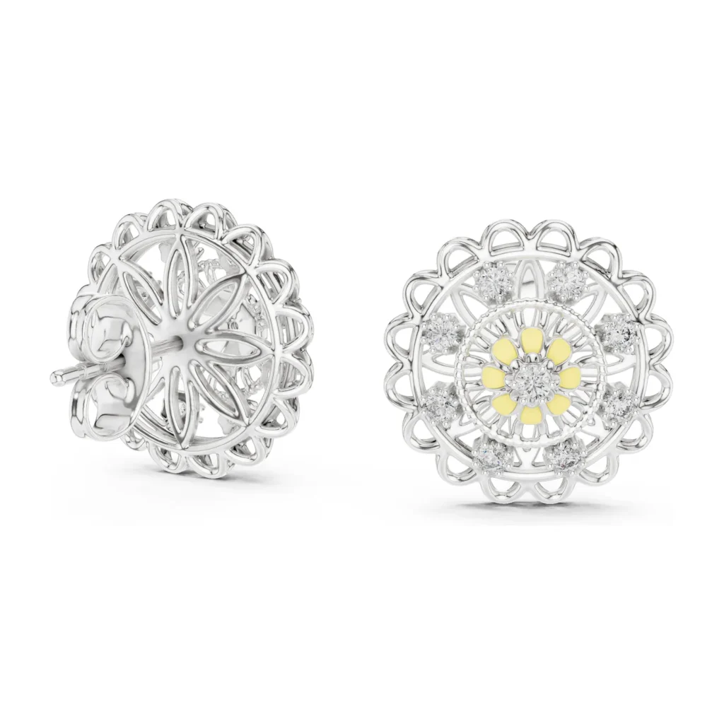 Mandala Diamond Studs — photo 5