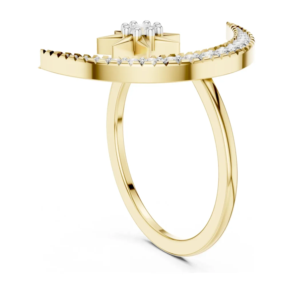 Crescent Moon Diamond Ring