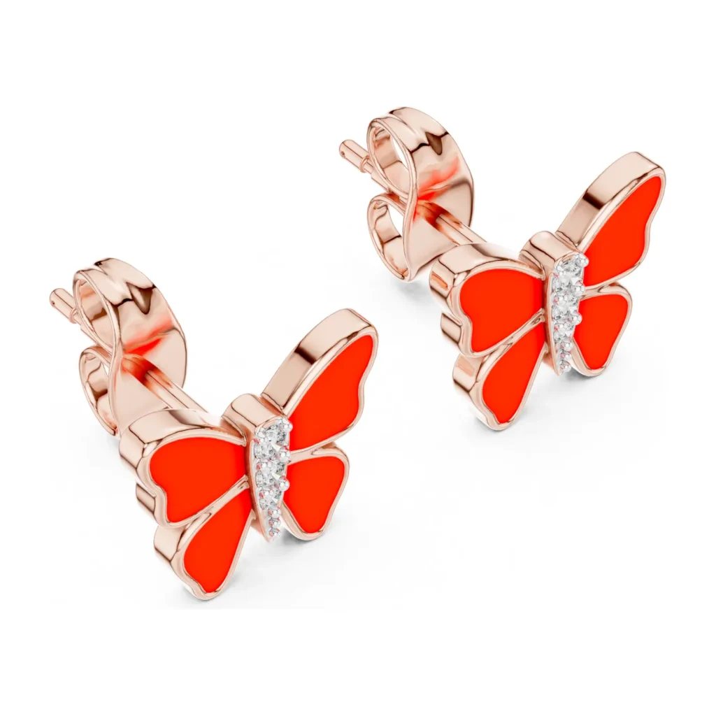 Enamel Butterfly Diamond Studs — photo 10