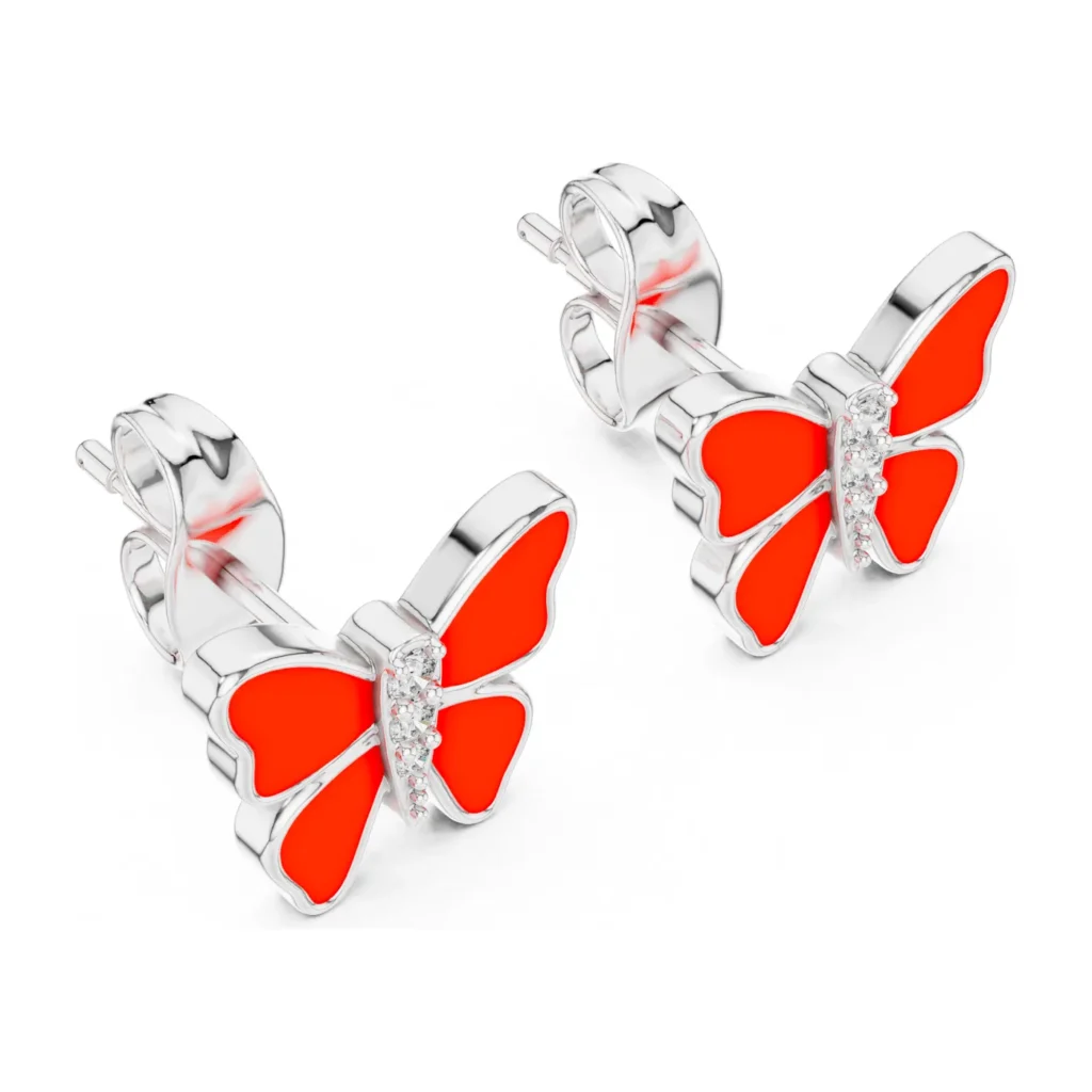 Enamel Butterfly Diamond Studs — photo 6