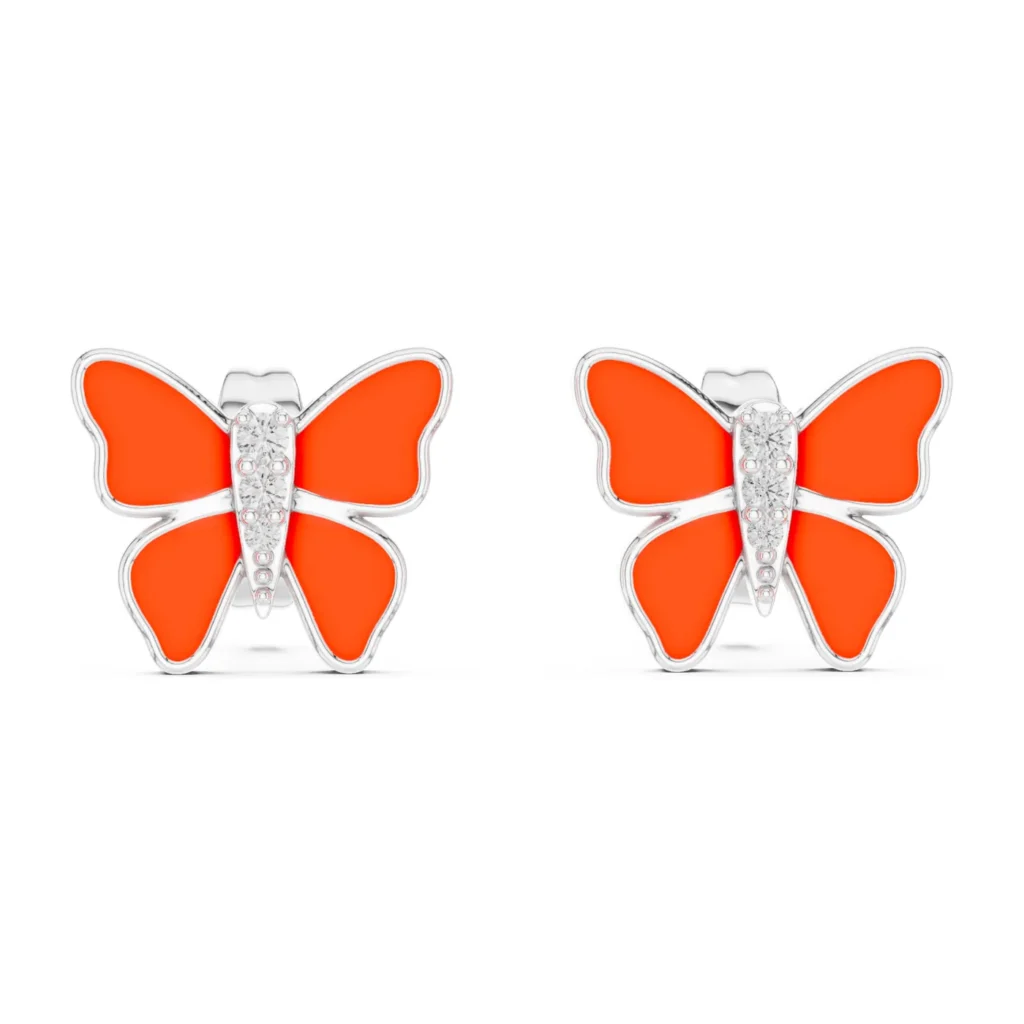 Enamel Butterfly Diamond Studs — photo 8
