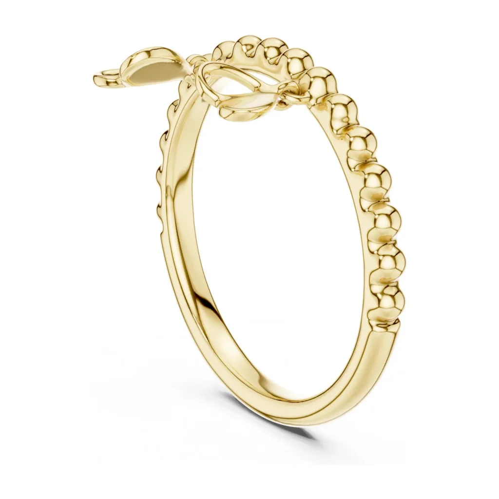 Beaded Diamond Swirl Ring