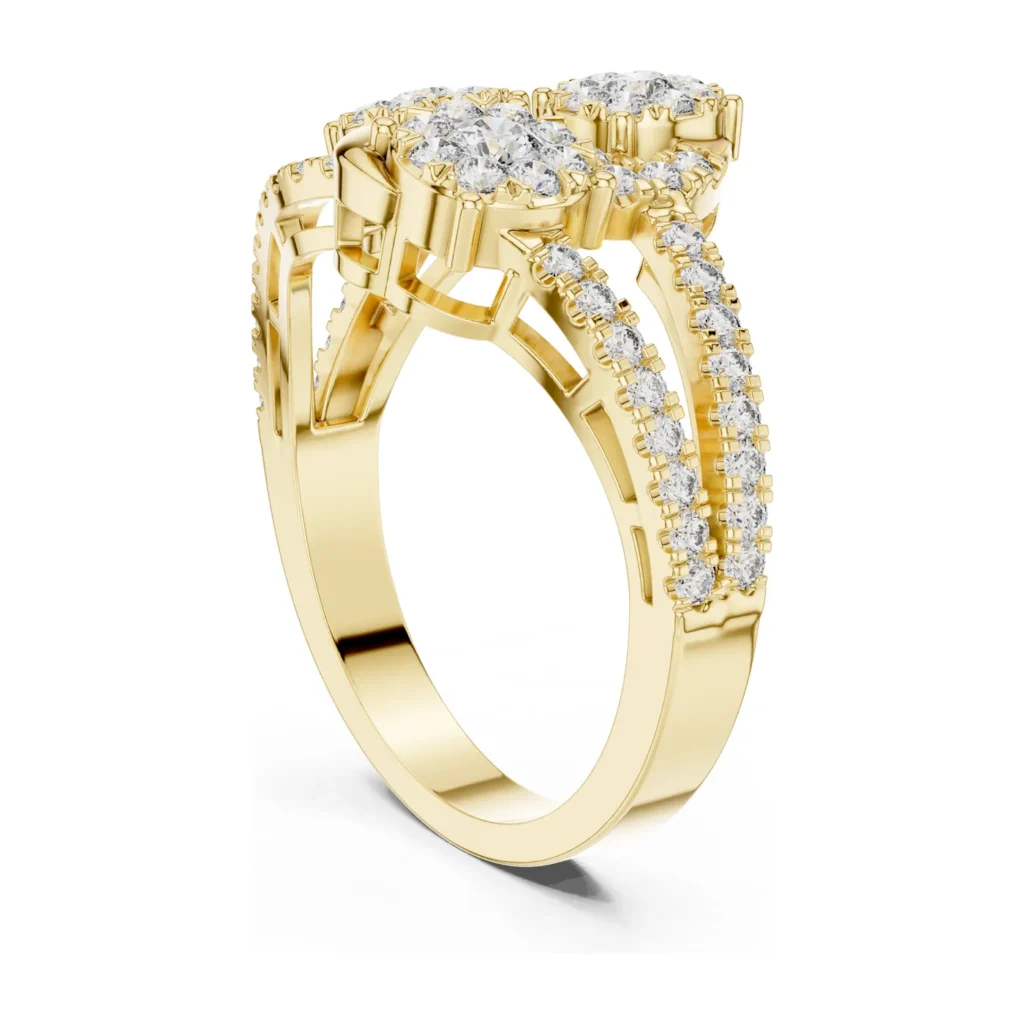 Leaf Cluster Pavé Wide Ring