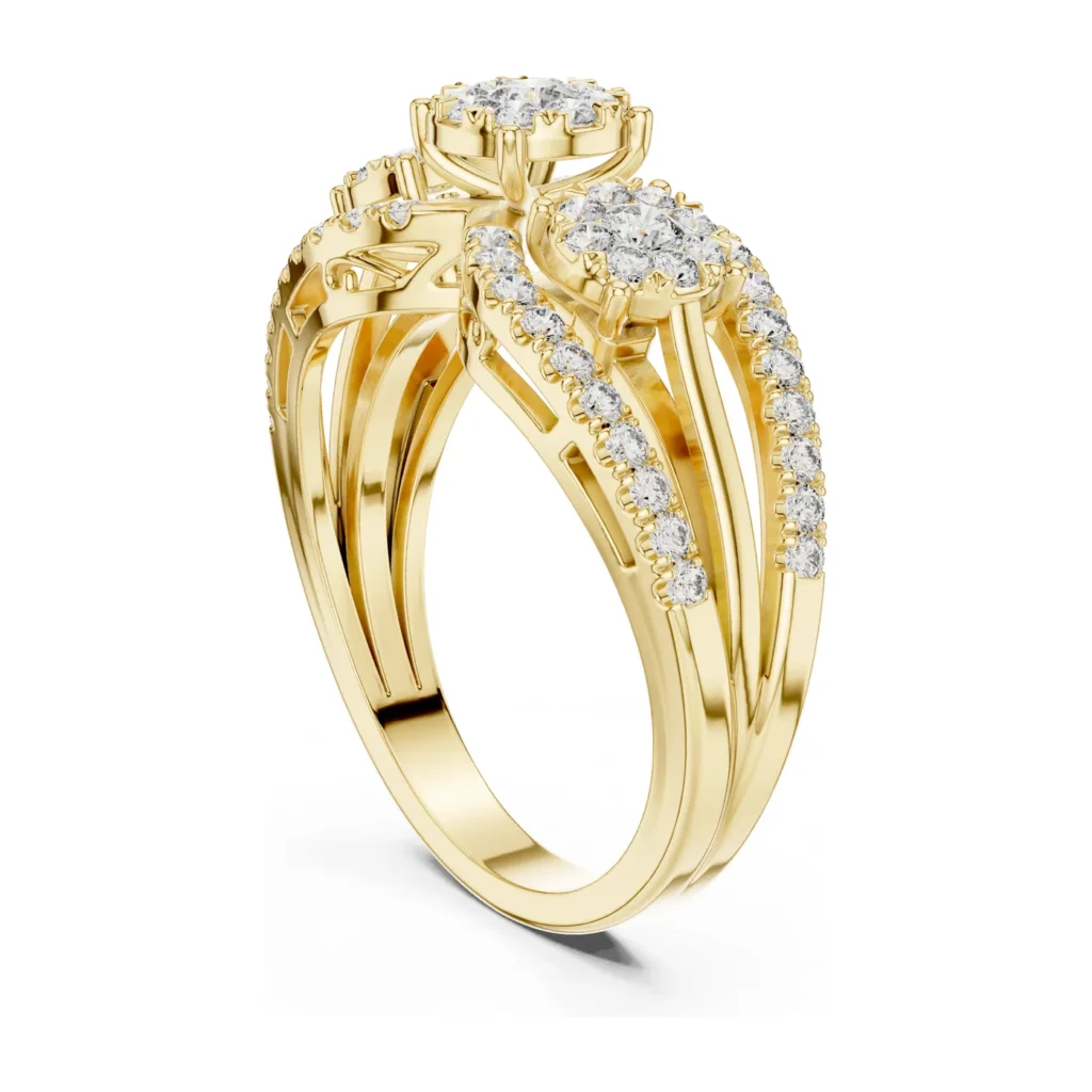 Pavé Leaf Spray Wide Ring
