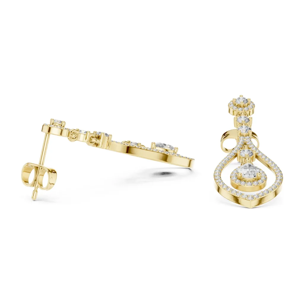 Pavé Swirl Halo Drop Earrings