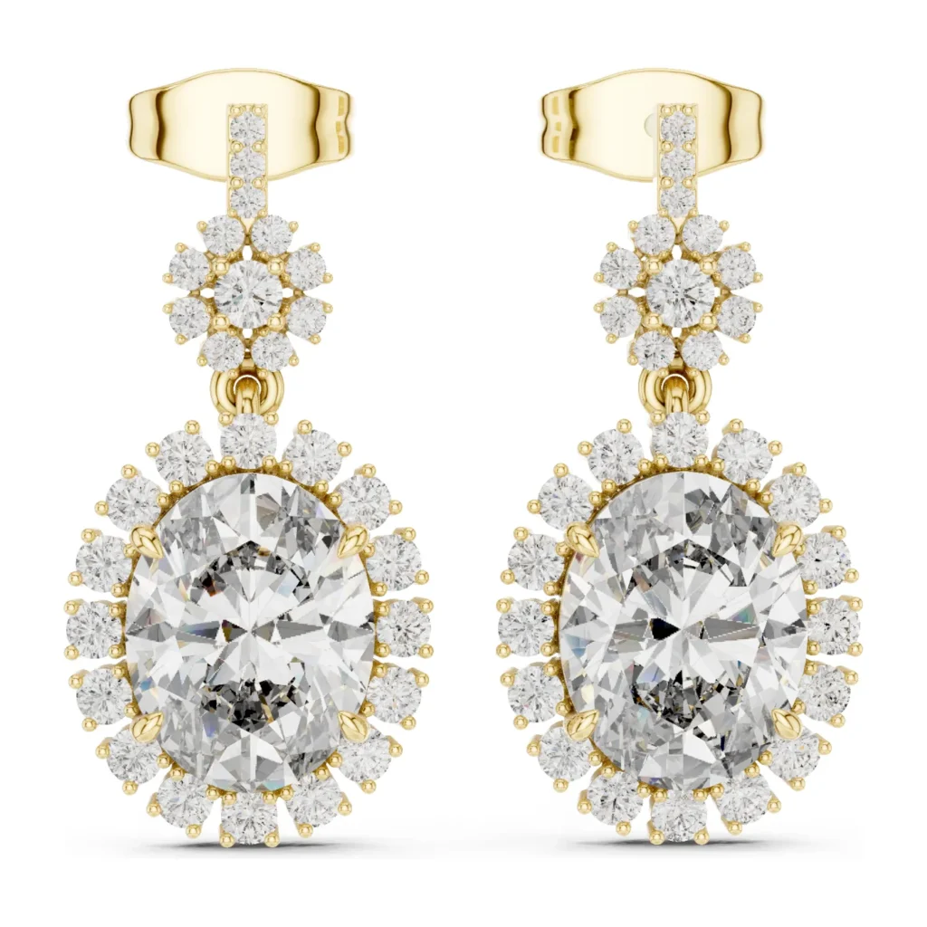 Round Cluster Halo Drop Studs — photo 4
