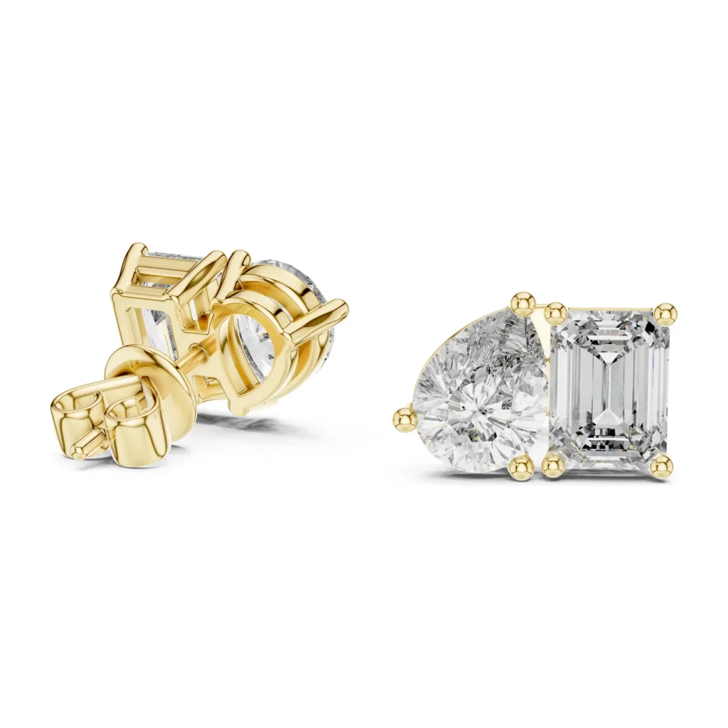 Toi et Moi Pear and Emerald-Cut Studs