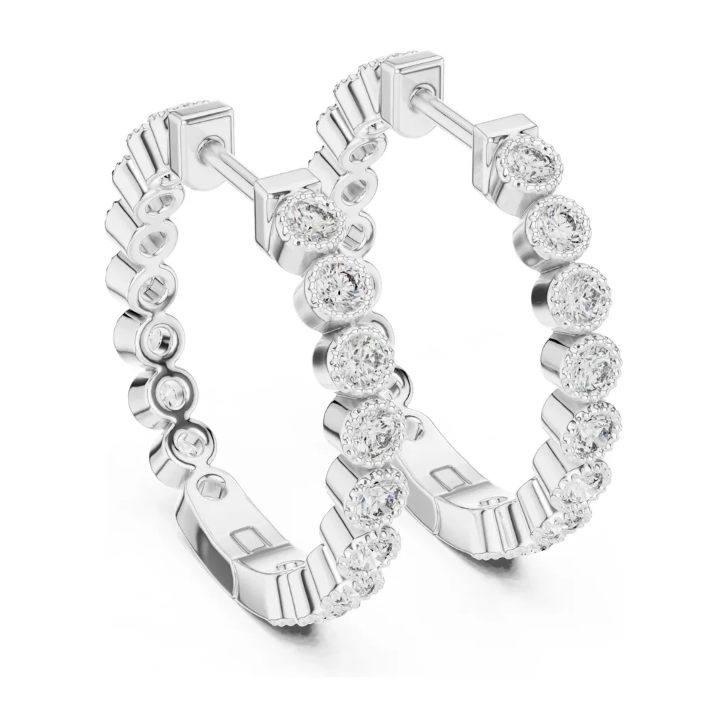 Alternating Bezel Hoop Earrings — photo 7