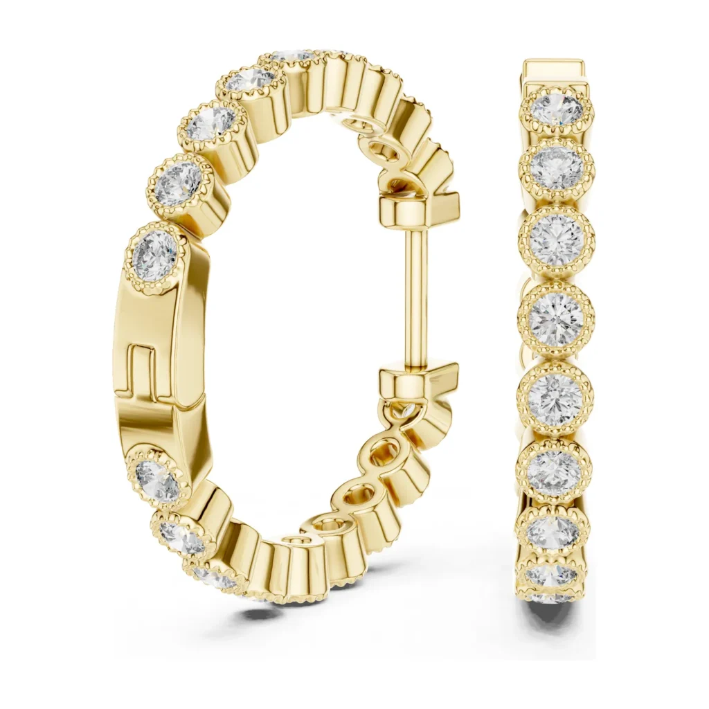 Alternating Bezel Hoop Earrings