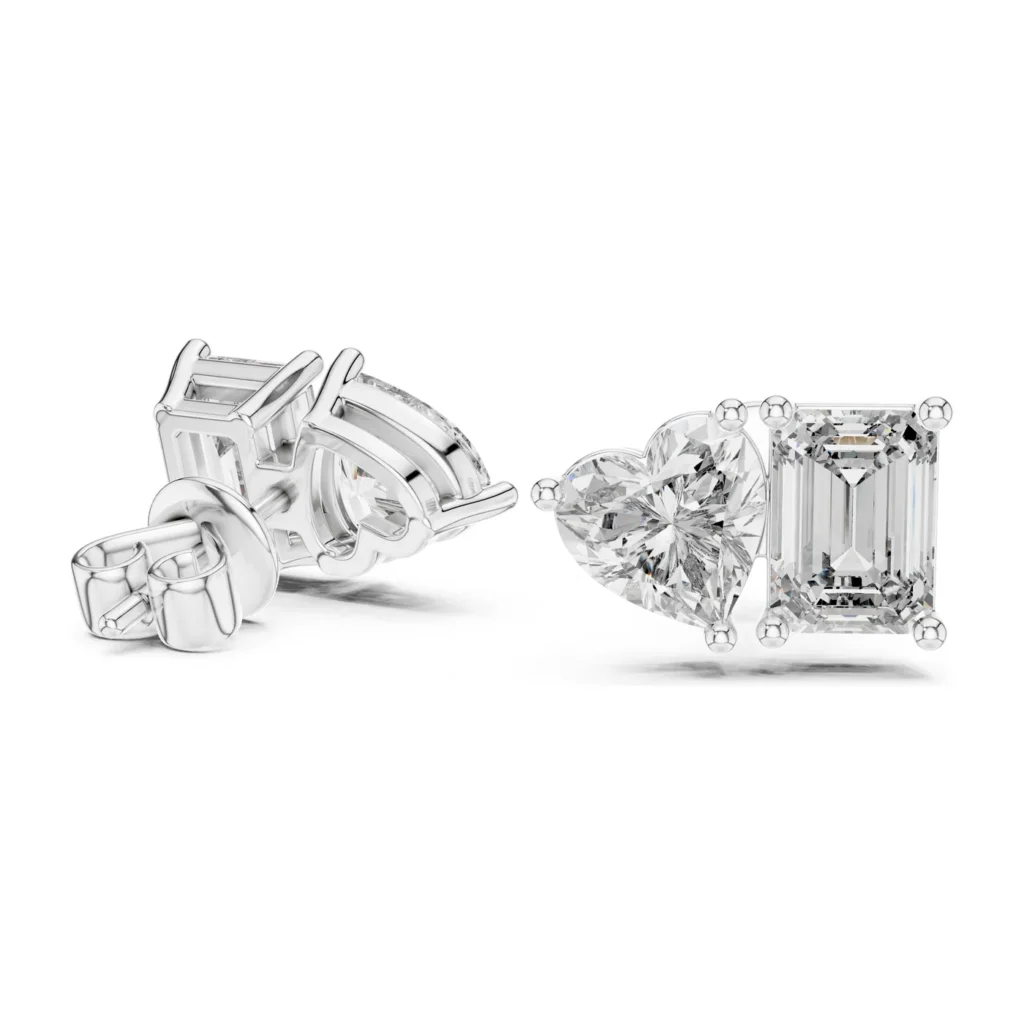 Toi et Moi Heart and Emerald-Cut Studs — photo 5