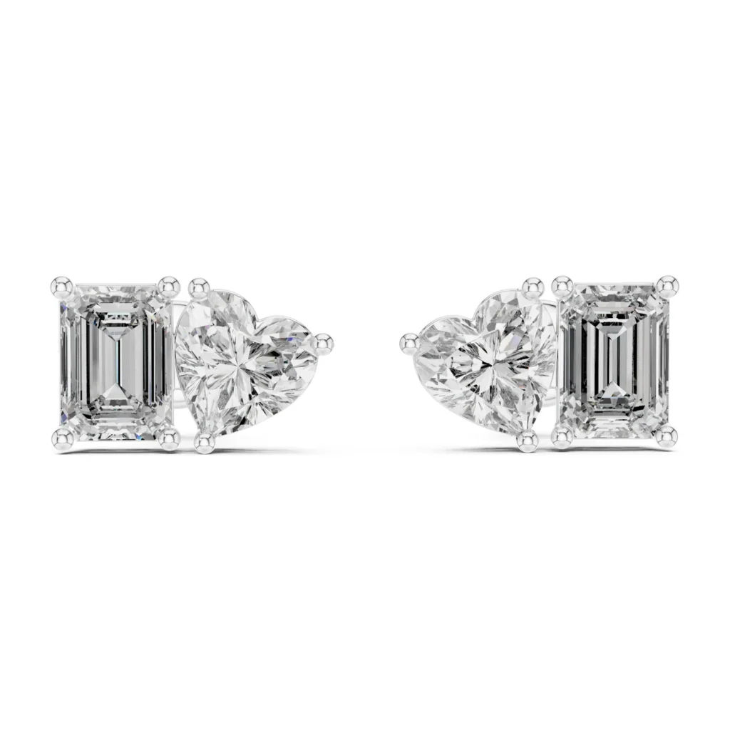 Toi et Moi Heart and Emerald-Cut Studs — photo 8