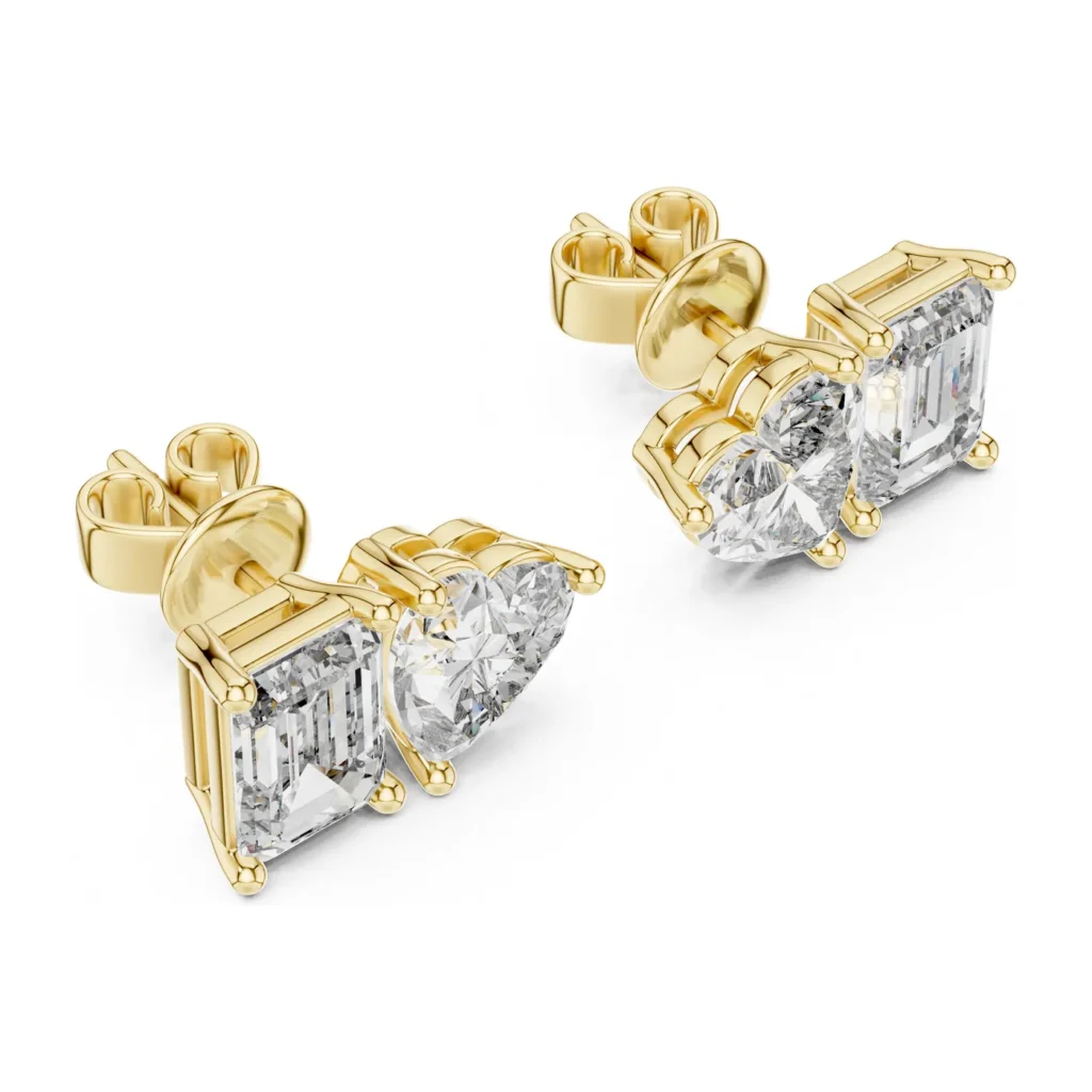 Toi et Moi Heart and Emerald-Cut Studs — photo 2