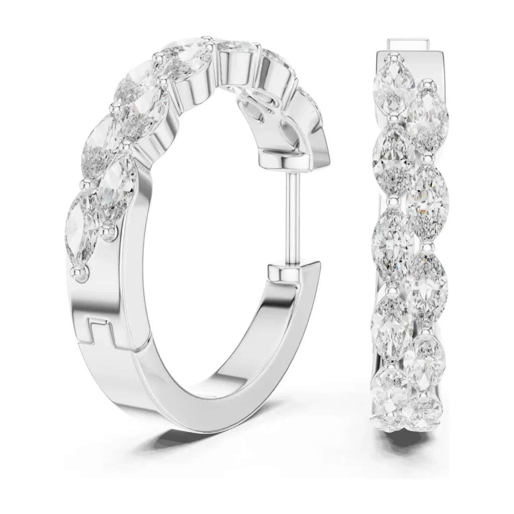 Oval Diamond Hoop Earrings — photo 5
