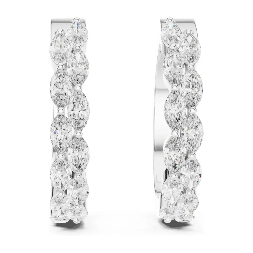 Oval Diamond Hoop Earrings — photo 8