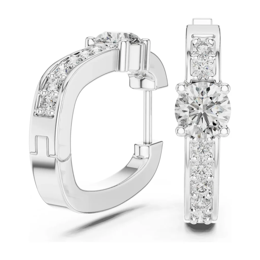 Solitaire Pavé Hoop Earrings — photo 5