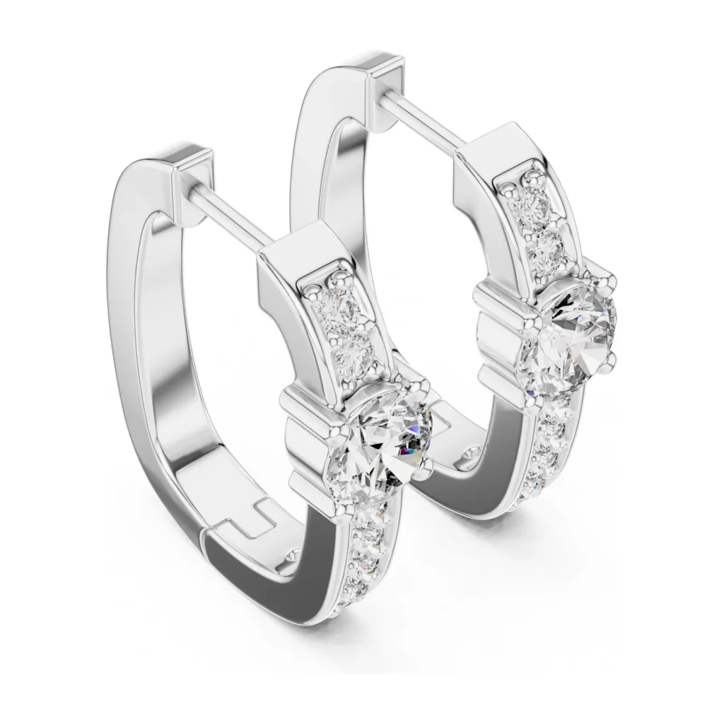 Solitaire Pavé Hoop Earrings — photo 6