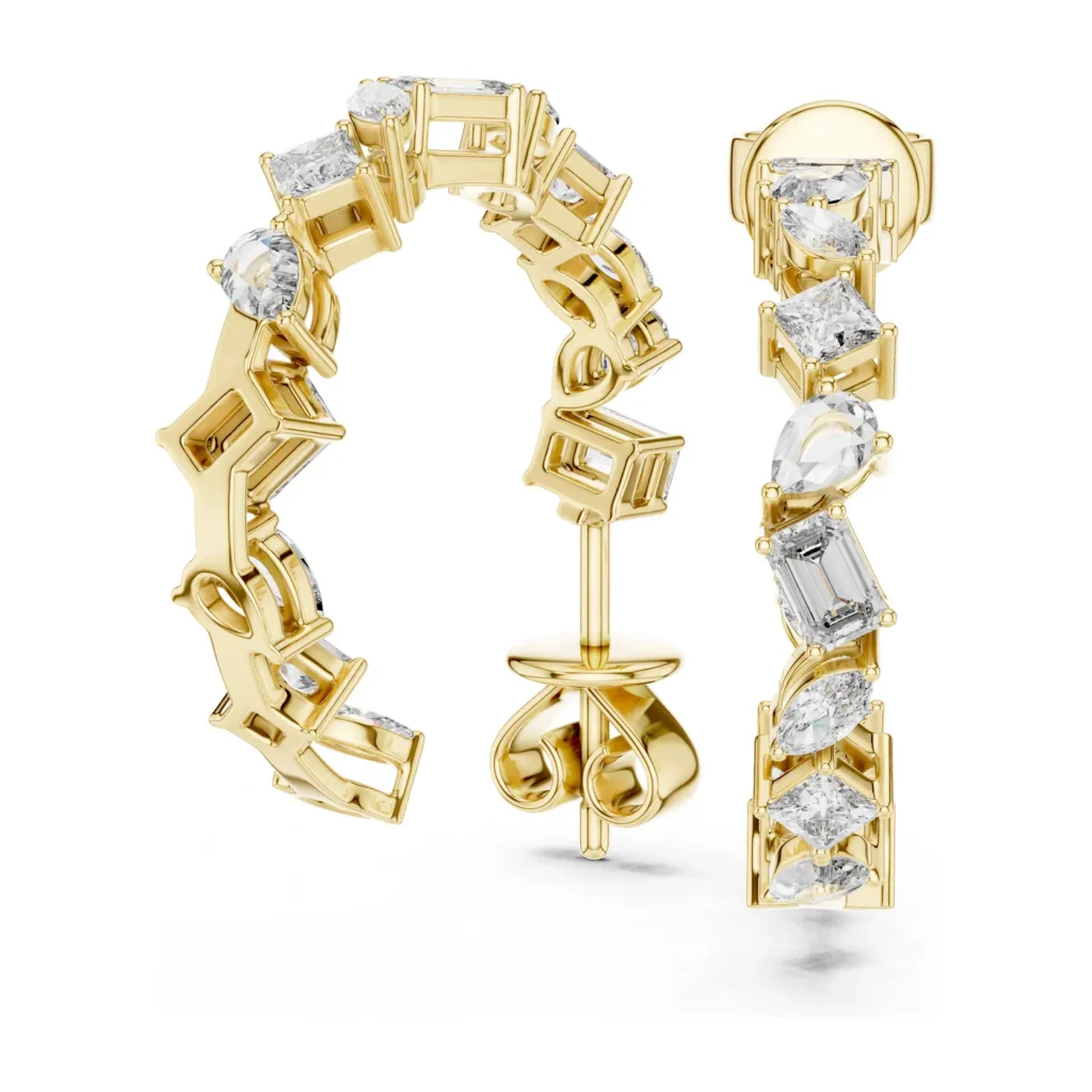 Scattered Mixed-Cut Hoop Earrings