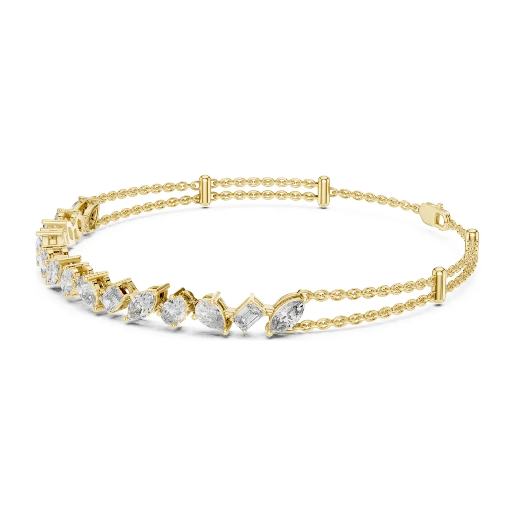 Double Chain Diamond Station Bracelet