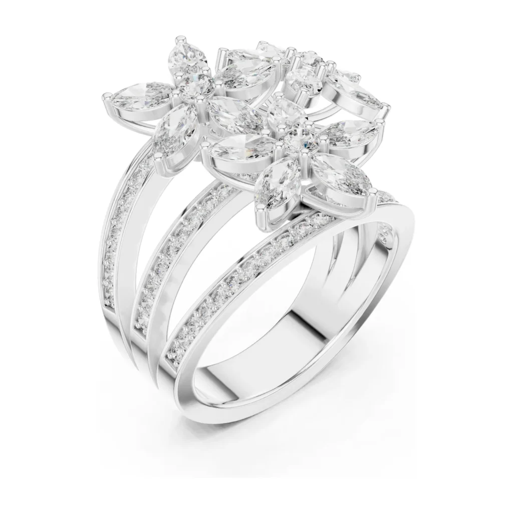 Marquise Cluster Multi-Row Statement Ring — photo 6