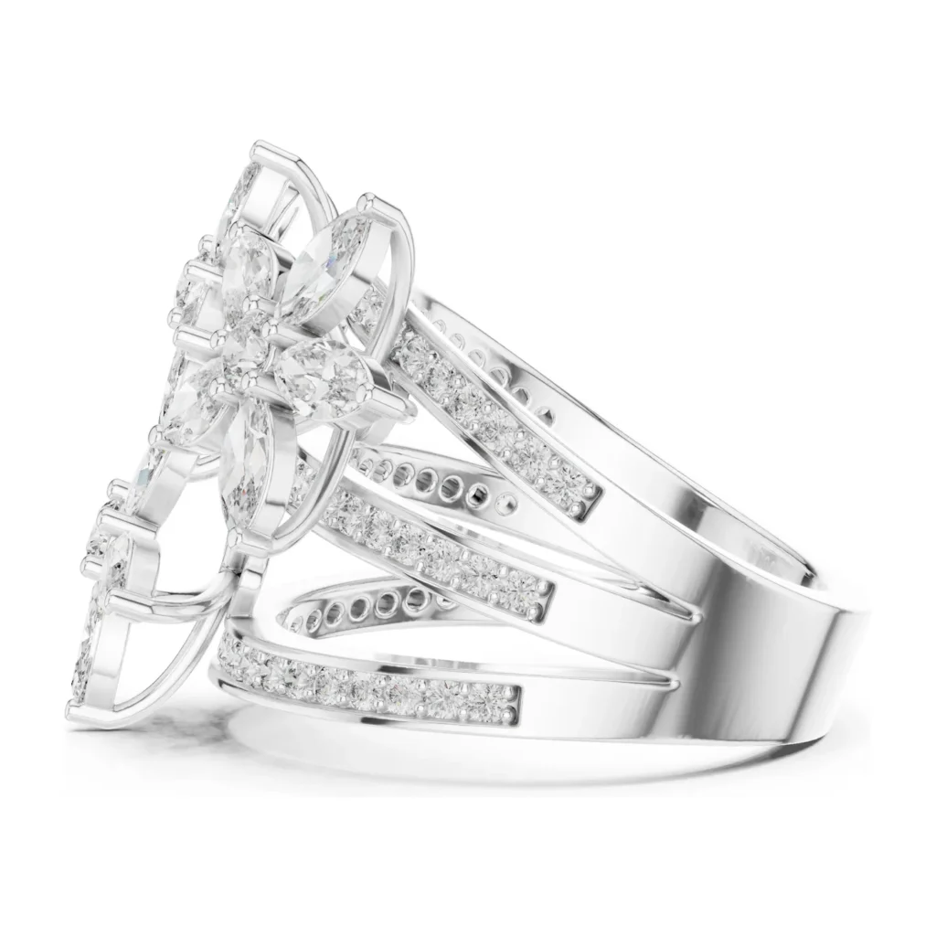 Marquise Cluster Multi-Row Statement Ring — photo 7