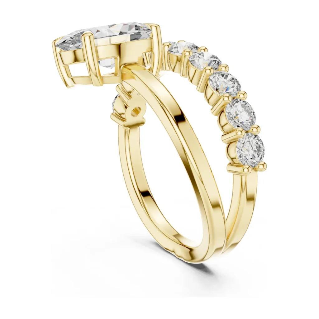 Pear Bypass Ring with Graduated Band