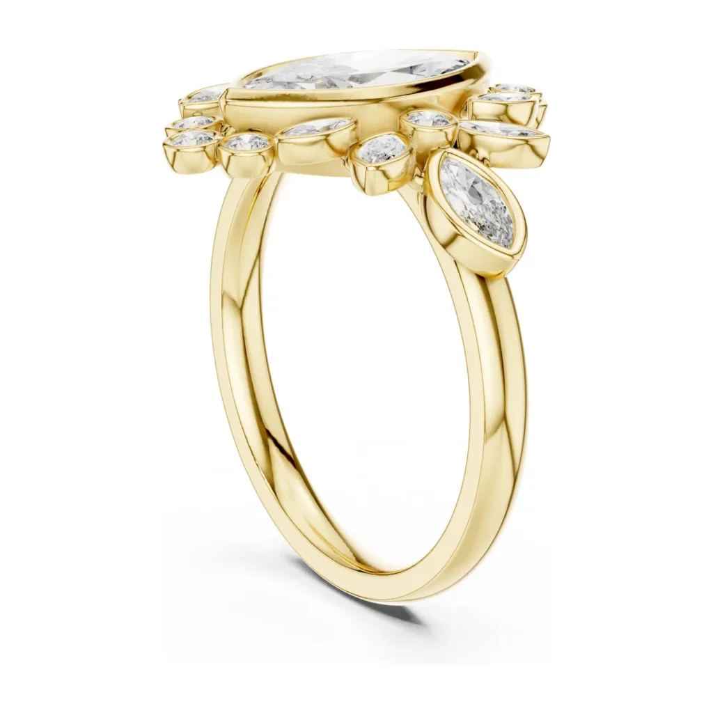 East-West Marquise Floral Ring