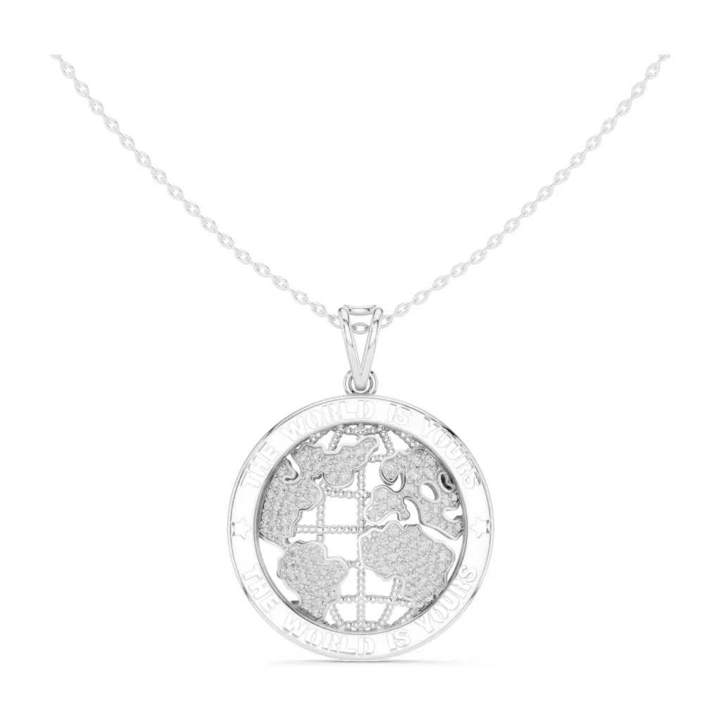 Pavé World Map Medallion — photo 8