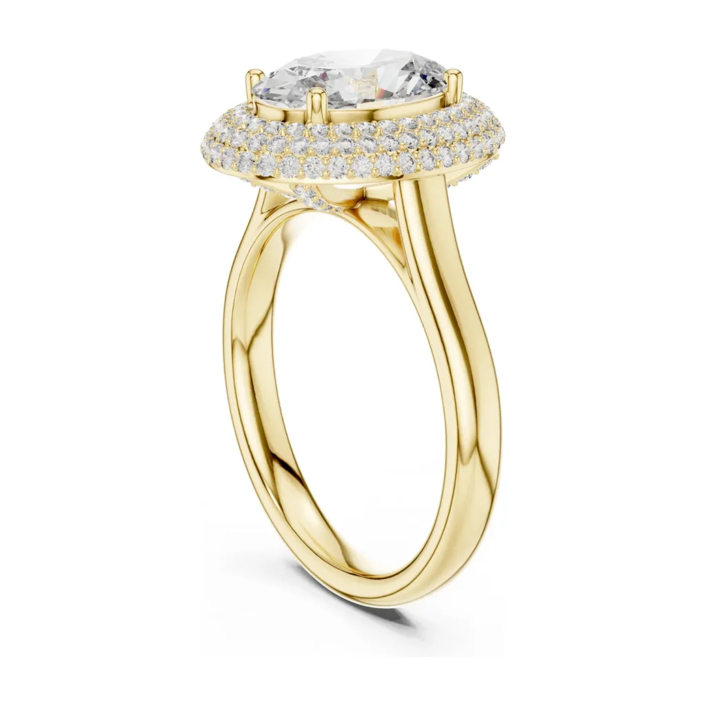 Oval Double Halo Cathedral Ring