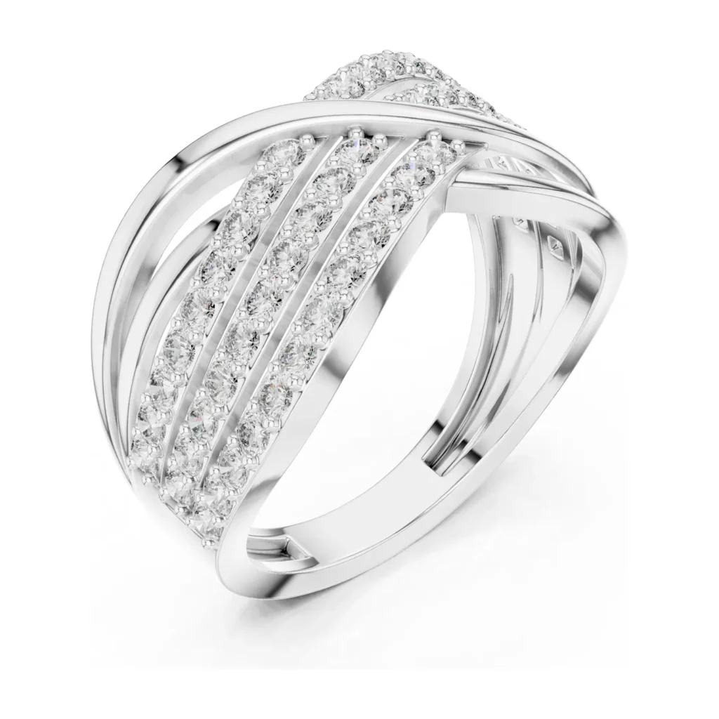 Multi-Row Crossover Pavé Dome Ring — photo 6