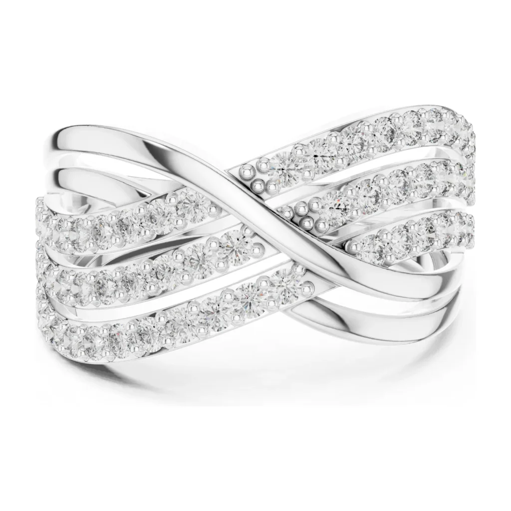 Multi-Row Crossover Pavé Dome Ring — photo 8