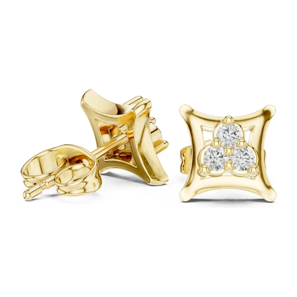 Pavé Square Frame Trillion Studs