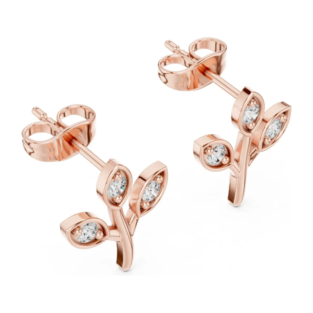 Leaf Sprout Diamond Studs — photo 10