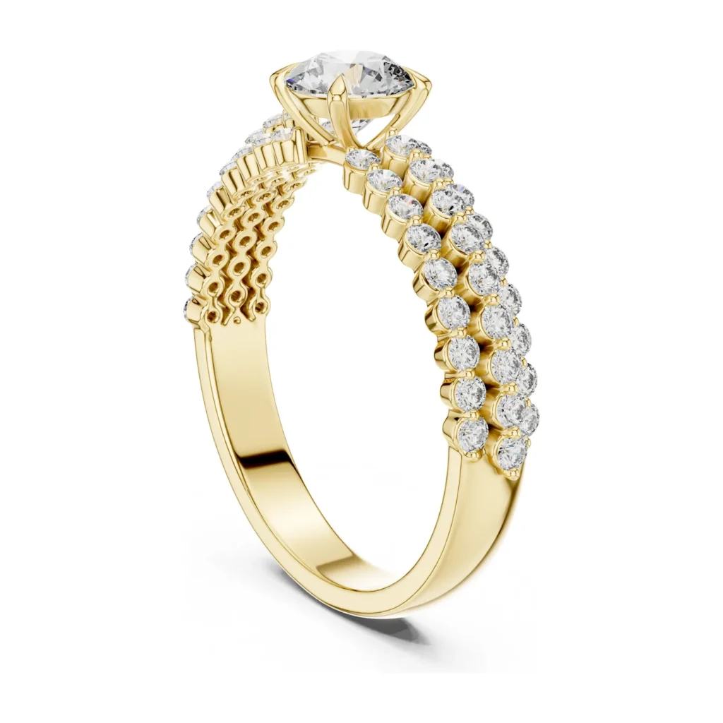 Double-Row Pavé Solitaire Ring